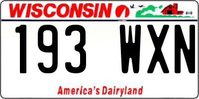 WI license plate 193WXN