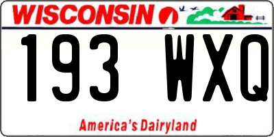 WI license plate 193WXQ