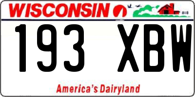 WI license plate 193XBW