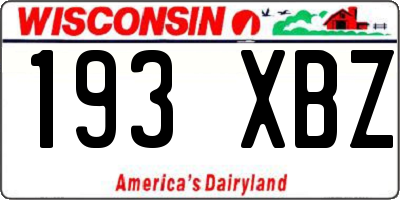 WI license plate 193XBZ