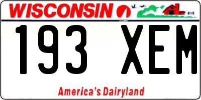 WI license plate 193XEM