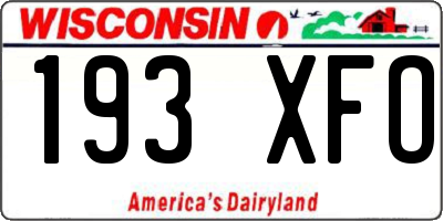 WI license plate 193XFO