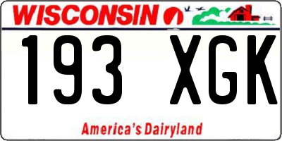 WI license plate 193XGK