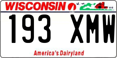 WI license plate 193XMW
