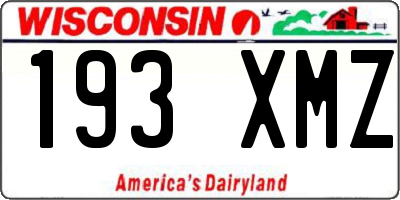 WI license plate 193XMZ