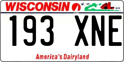 WI license plate 193XNE