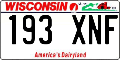 WI license plate 193XNF