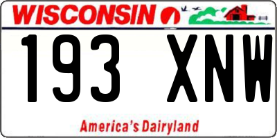WI license plate 193XNW