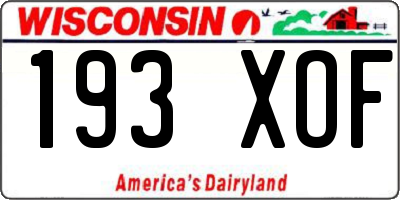 WI license plate 193XOF