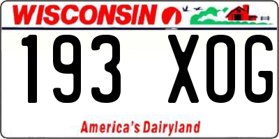 WI license plate 193XOG