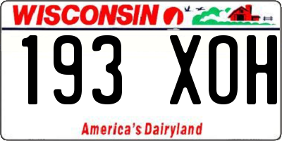WI license plate 193XOH