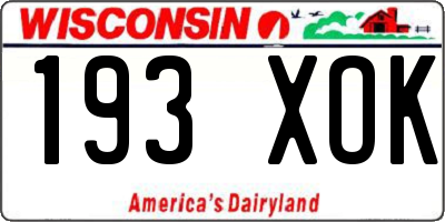 WI license plate 193XOK