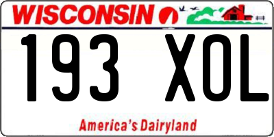 WI license plate 193XOL