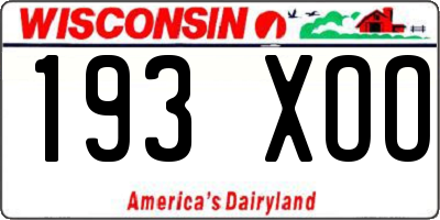 WI license plate 193XOO