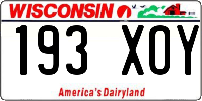 WI license plate 193XOY
