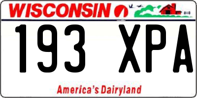 WI license plate 193XPA