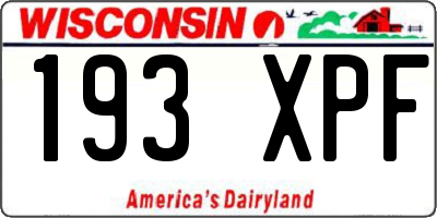 WI license plate 193XPF