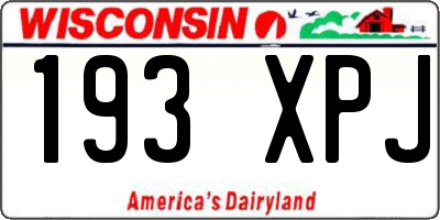 WI license plate 193XPJ