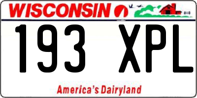 WI license plate 193XPL