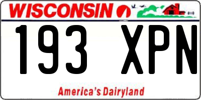 WI license plate 193XPN