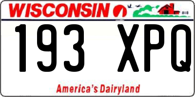 WI license plate 193XPQ