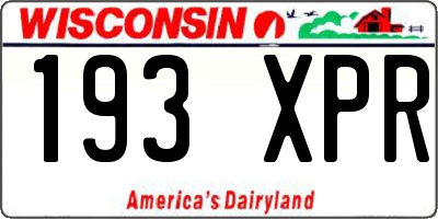 WI license plate 193XPR