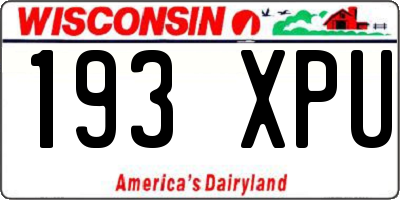 WI license plate 193XPU