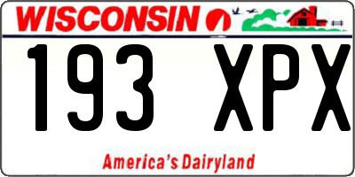 WI license plate 193XPX