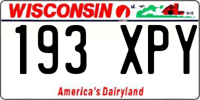 WI license plate 193XPY