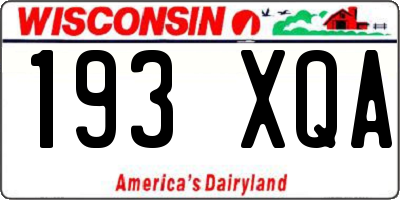 WI license plate 193XQA