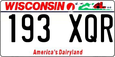 WI license plate 193XQR