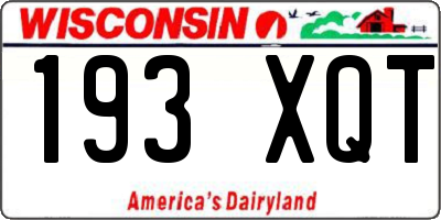 WI license plate 193XQT