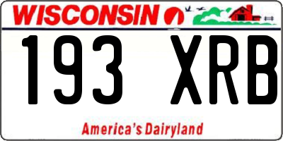 WI license plate 193XRB