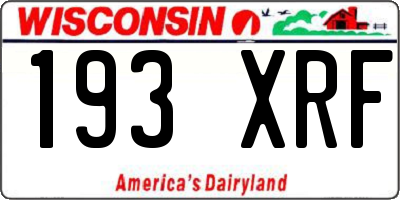 WI license plate 193XRF