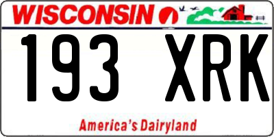 WI license plate 193XRK
