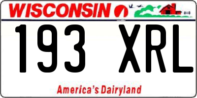WI license plate 193XRL