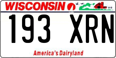 WI license plate 193XRN