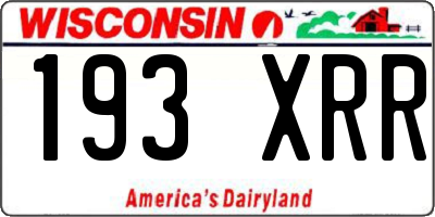 WI license plate 193XRR