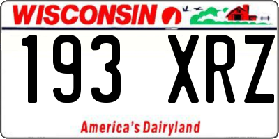 WI license plate 193XRZ