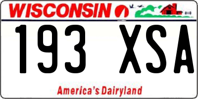 WI license plate 193XSA