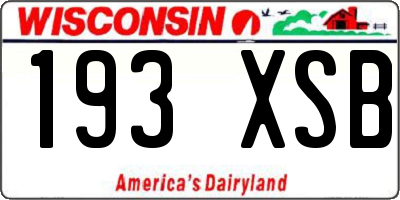 WI license plate 193XSB