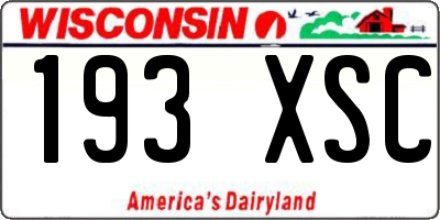 WI license plate 193XSC
