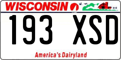 WI license plate 193XSD