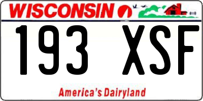 WI license plate 193XSF