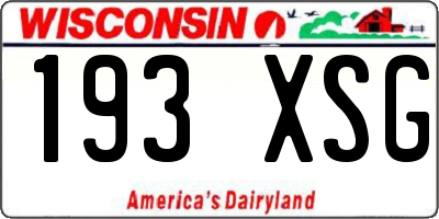 WI license plate 193XSG