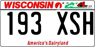 WI license plate 193XSH