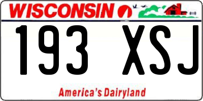 WI license plate 193XSJ