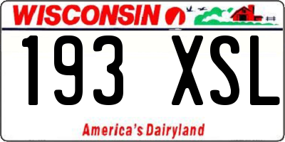 WI license plate 193XSL