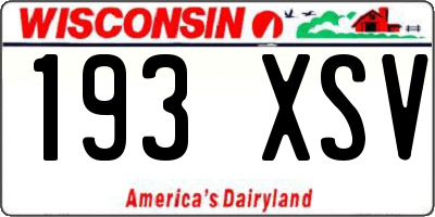 WI license plate 193XSV