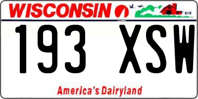 WI license plate 193XSW